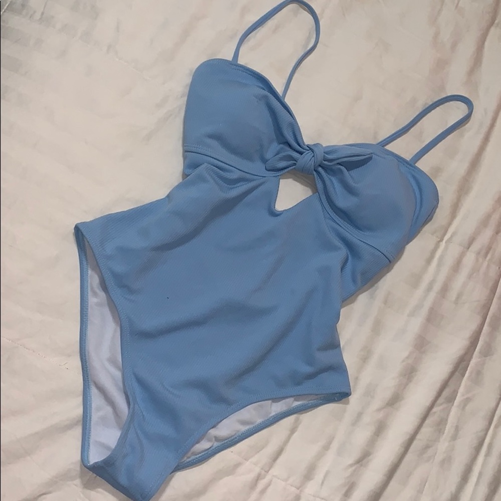 Blue pin up style swimsuit